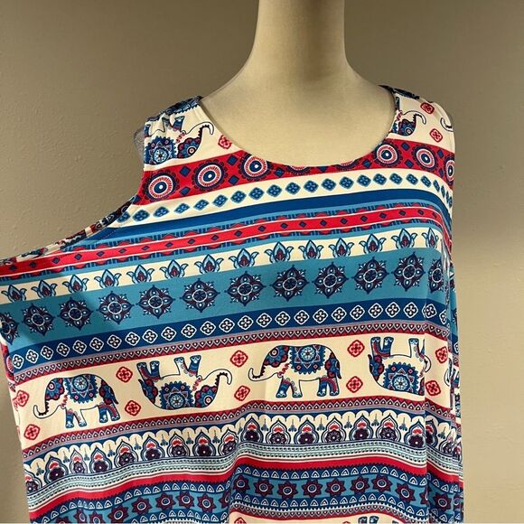 Bobbie Brooks elephant print plus size sleeveless swing stretchy dress size 3X - Picture 3 of 11